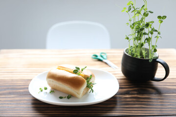 cheese bread and tomiao home micro green vegetable