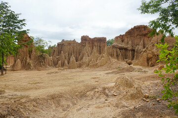 Geomorphic features caused by erosion and weathering of water and wind. Formed by tectonic movements during the Late Tertiary period or Pliocene Epoch. Grand canyon of Sao Din Na Noi, Nan, Thailand.