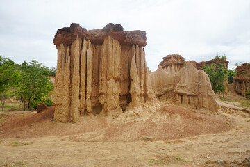 Geomorphic features caused by erosion and weathering of water and wind.  Formed by tectonic movements during the Late Tertiary period or Pliocene Epoch. Grand canyon of Sao Din Na Noi, Nan, Thailand.