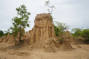 Geomorphic features caused by erosion and weathering of water and wind. Formed by tectonic movements during the Late Tertiary period or Pliocene Epoch. Grand canyon of Sao Din Na Noi, Nan, Thailand.