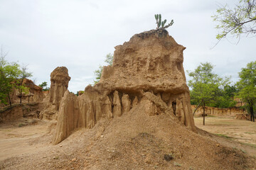Geomorphic features caused by erosion and weathering of water and wind.  Formed by tectonic movements during the Late Tertiary period or Pliocene Epoch. Grand canyon of Sao Din Na Noi, Nan, Thailand.