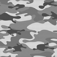 Fototapeta premium Camouflage seamless pattern. Abstract camo with mesh material. An endless pattern of spots. Print on fabric and textiles. Vector