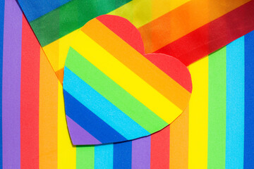 Love Valentines heart in rainbow pride on the rainbow background