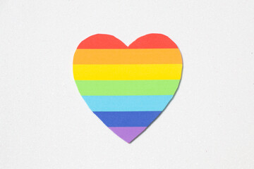 Love Valentines heart in rainbow pride on the white background