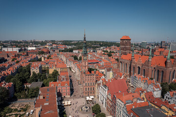 Fototapeta na wymiar The Old Town of Gdansk from a height