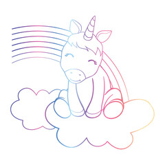 Obraz na płótnie Canvas Cute Cartoon Unicorn isolated on white background.