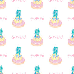 Seamless Pattern with Pineapples, fruit, summer, texture, print, yellow food design decoration fabric