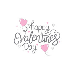 happy Valentine's day. Hand drawn brush pen lettering on gold and grey glittering hearts background. design for holiday greeting card .