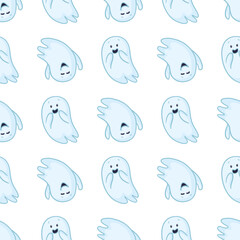 Happy Halloween greeting card with cute black cat and spooky pumpkin wear witch hat.