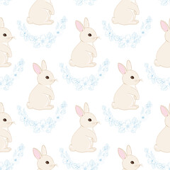Seamless hare pattern. Cute little Bunny.