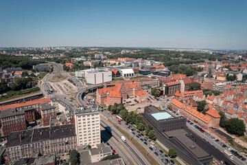 Fototapeta na wymiar The Old Town of Gdansk from a height