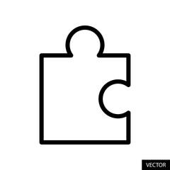 Obraz premium Jigsaw puzzle piece vector icon in line style design for website design, app, UI, isolated on white background. Editable stroke. Vector illustration.