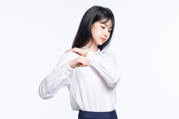Asian business girl on white background