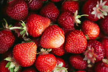 Organic strawberries full frame background