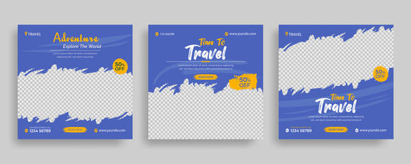 Travel holiday vacation social media post web banner