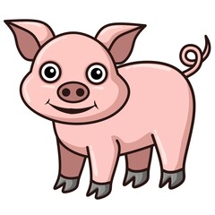 Illustration of Cute pig cartoon