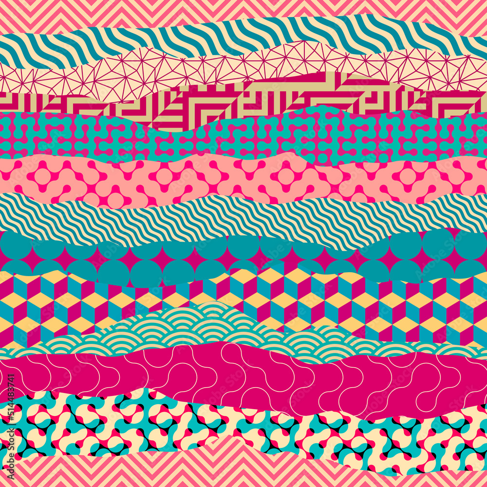 Poster Patchwork textile pattern. Seamless quilting design background.