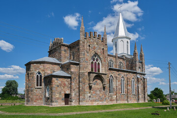 Old ancient catholic church of Our Lady of the Rosarya in Peski village, Grodno region, Belarus. © chamillew
