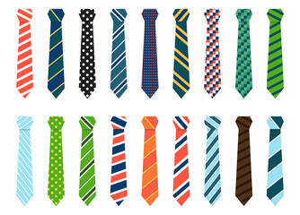 Set Of Tie Collection. Men suits accessories. Vectror Illustration
