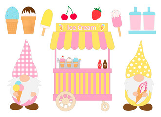 Gnomes ice cream shop vector illustration