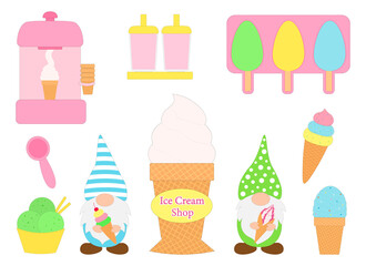 Gnomes ice cream vector illustration