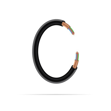 0 number electric cable design. Vector realistic font for logo, app logo, creative template etc.