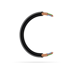 C letter electric cable design. Vector realistic font for logo, app logo, creative template etc.