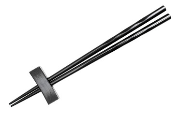 Black chopsticks isolated on white