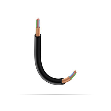 L letter electric cable design. Vector realistic font for logo, app logo, creative template etc.