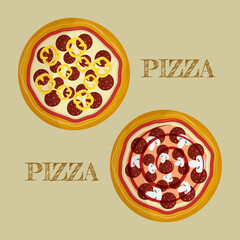 Vector pizza slice. Fast food illustration