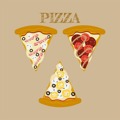 Vector pizza slice. Fast food illustration