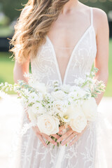 Wedding dress with bouquet 