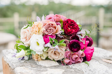 Red pink and white bouquet