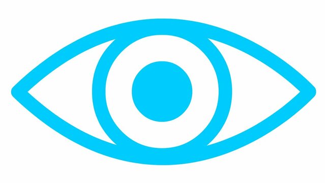 Animated blue eye close. blinks an eye. Linear icon. Looped video. Vector illustration on white background.