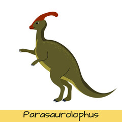 Parasaurolophus dinosaur vector illustration isolated on white background.