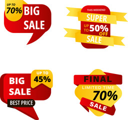 Set of banner elements, discount tag collection, special offer.