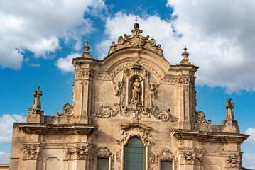 Fototapeta na wymiar Portal of the church of Saint Francis of Assisi in Matera, Italy