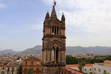 Fototapeta na wymiar Palermo, Sicily (Italy): view from rooftop of The Cathedral of Palermo dedicated to the Assumption of the Virgin Mary. UNESCO World Heritage Site