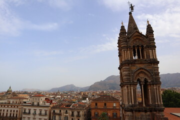Palermo, Sicily (Italy): view from rooftop of The Cathedral of Palermo dedicated to the Assumption of the Virgin Mary. UNESCO World Heritage Site