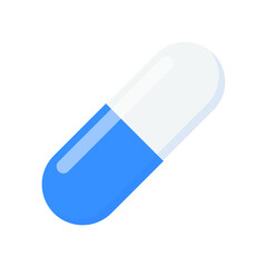 Blue Medical Pill Icon vector illustration Closeup Isolated on white Background. Design template of Pills, Capsules for graphics, Mockup. Medical, Healthcare and pharmaceuticals Concept. 