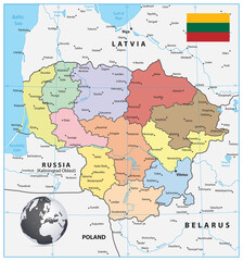 Obraz premium Lithuania Administrative Map