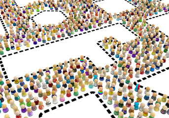 Cartoon Crowd, Dashed Line Areas