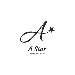 letter a logo with star symbol template design