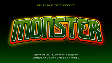 Fototapeta premium Monster gaming esport editable text effect