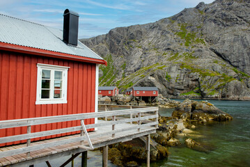 Leknes, Lofoten, Norway 06/26/2015View of the Norwegian village Leknes in the Lofoten Islands in...