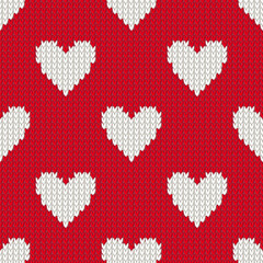 Knitted  Hearts Seamless Pattern - 514493769