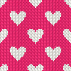 Knitted  Hearts Seamless Pattern