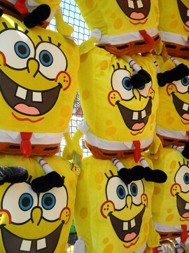 SpongeBob SquarePants stuffed dolls on display