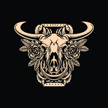 coffin bull tattoo vector design