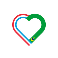 unity concept. heart ribbon icon of luxembourg and brazil flags. vector illustration isolated on white background - obrazy, fototapety, plakaty